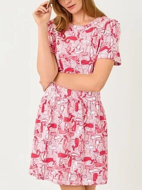Lilly Pulitzer Fenn Terry Cotton Dress Thar She Blows Whale Print Size Large